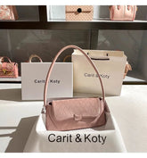 Summer New Fashion Women's Handbag Striped Casual Square Bag Textured PU Shoulder Underarm Bag Lady Purse Female Armpit