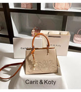 High Quality Fashion Embroidery Women Handbag Textured Square Bag Large Cpacity Casual Tote Bag Shoulder Messenger Bag