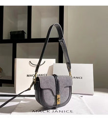 Autumn Winter Denim Textured Half Moon Bag Women's Handbag Fashion Shoulder Messenger Bag Lady Purse Female Casual Bag