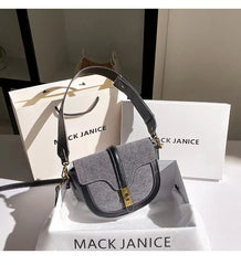 Autumn Winter Denim Textured Half Moon Bag Women's Handbag Fashion Shoulder Messenger Bag Lady Purse Female Casual Bag